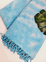 Bath Towel, Waffle Towel, Turkish Beach Towel, Handmade Tie dye - Blue from EBRU Home