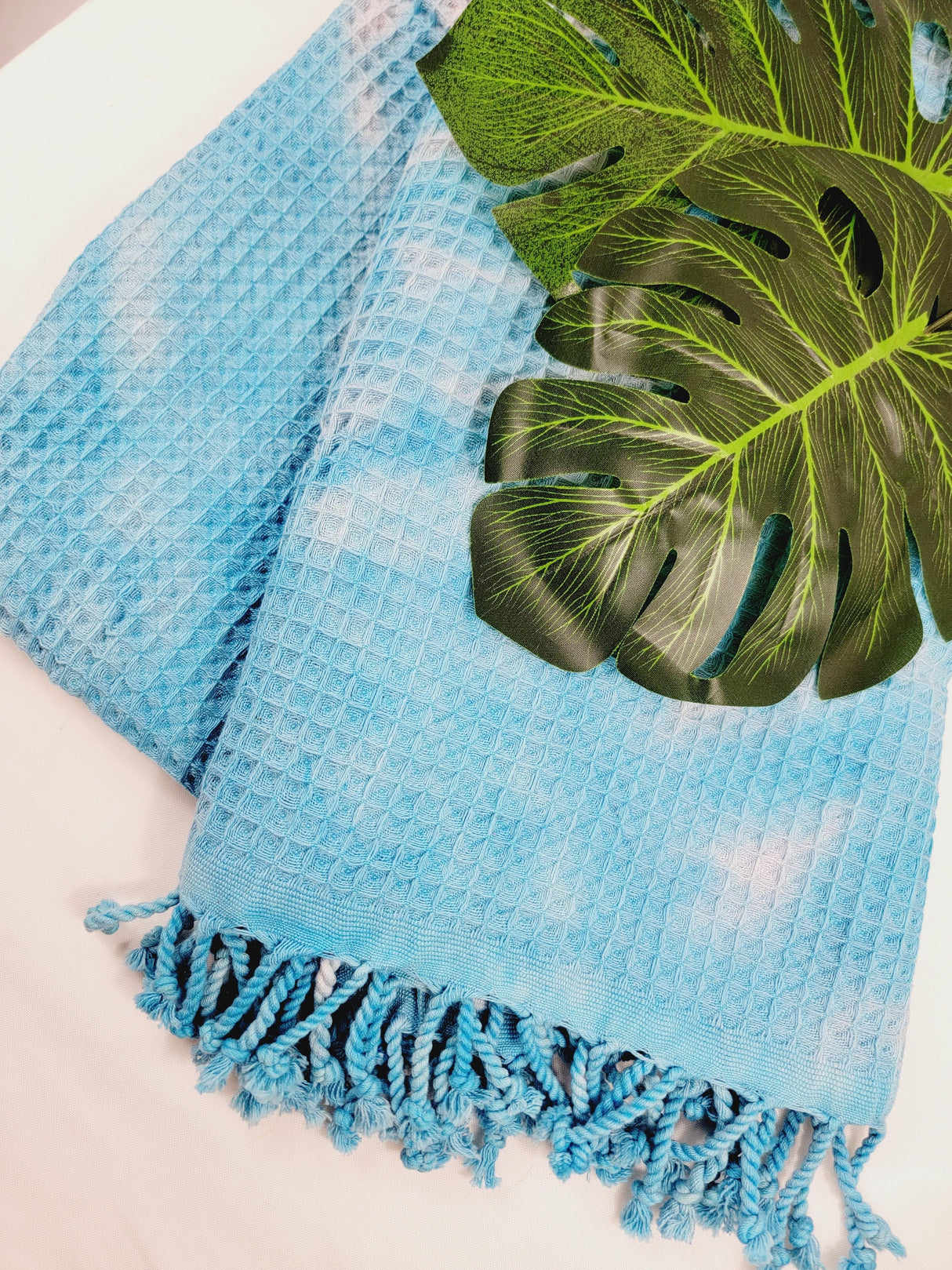 Bath Towel, Waffle Towel, Turkish Beach Towel, Handmade Tie dye - Blue from EBRU Home