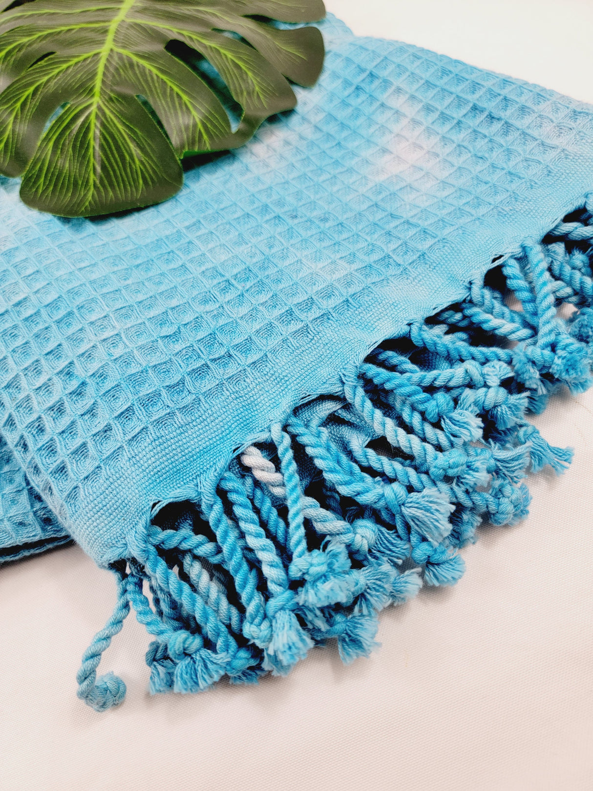 Bath Towel, Waffle Towel, Turkish Beach Towel, Handmade Tie dye - Blue from EBRU Home