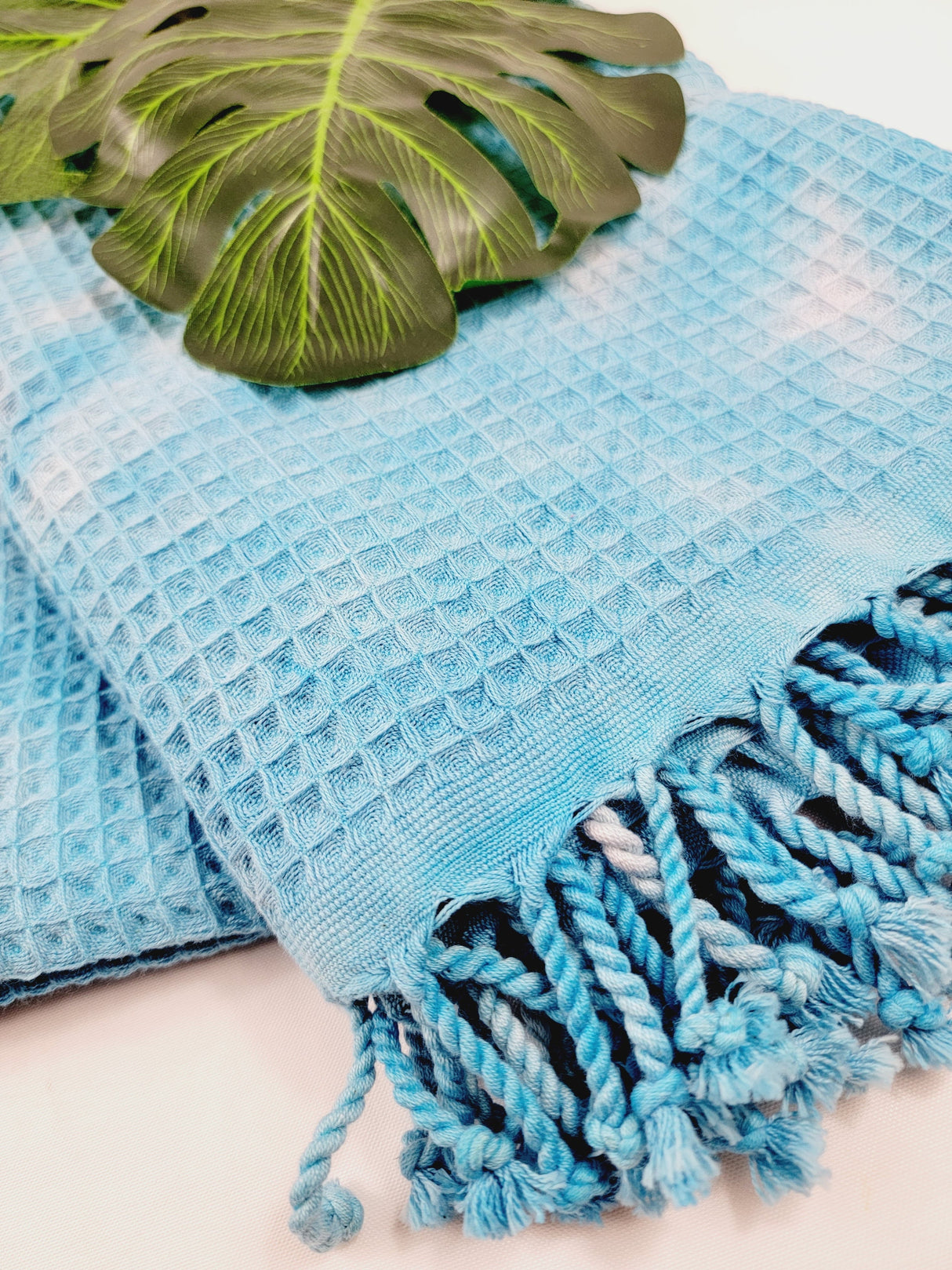 Bath Towel, Waffle Towel, Turkish Beach Towel, Handmade Tie dye - Blue from EBRU Home