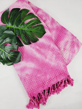 Waffle Throw Blanket, Multi functional Turkish Towel, Hand Tie dye Pink from EBRU Home