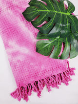 Waffle Throw Blanket, Multi functional Turkish Towel, Hand Tie dye Pink from EBRU Home