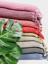 Waffle Towel, Throw Lightweight Quick Dry - Gray from EBRU Home