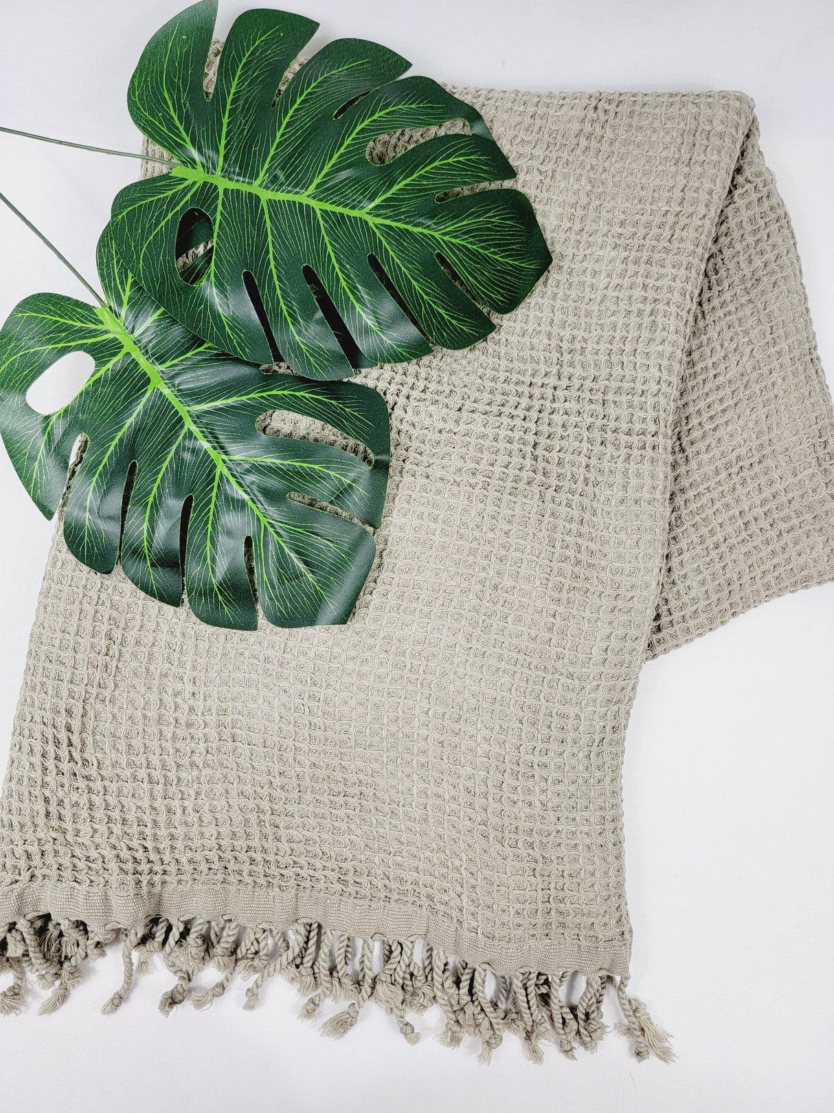 Waffle Towel, Throw Lightweight Quick Dry - Olive from EBRU Home