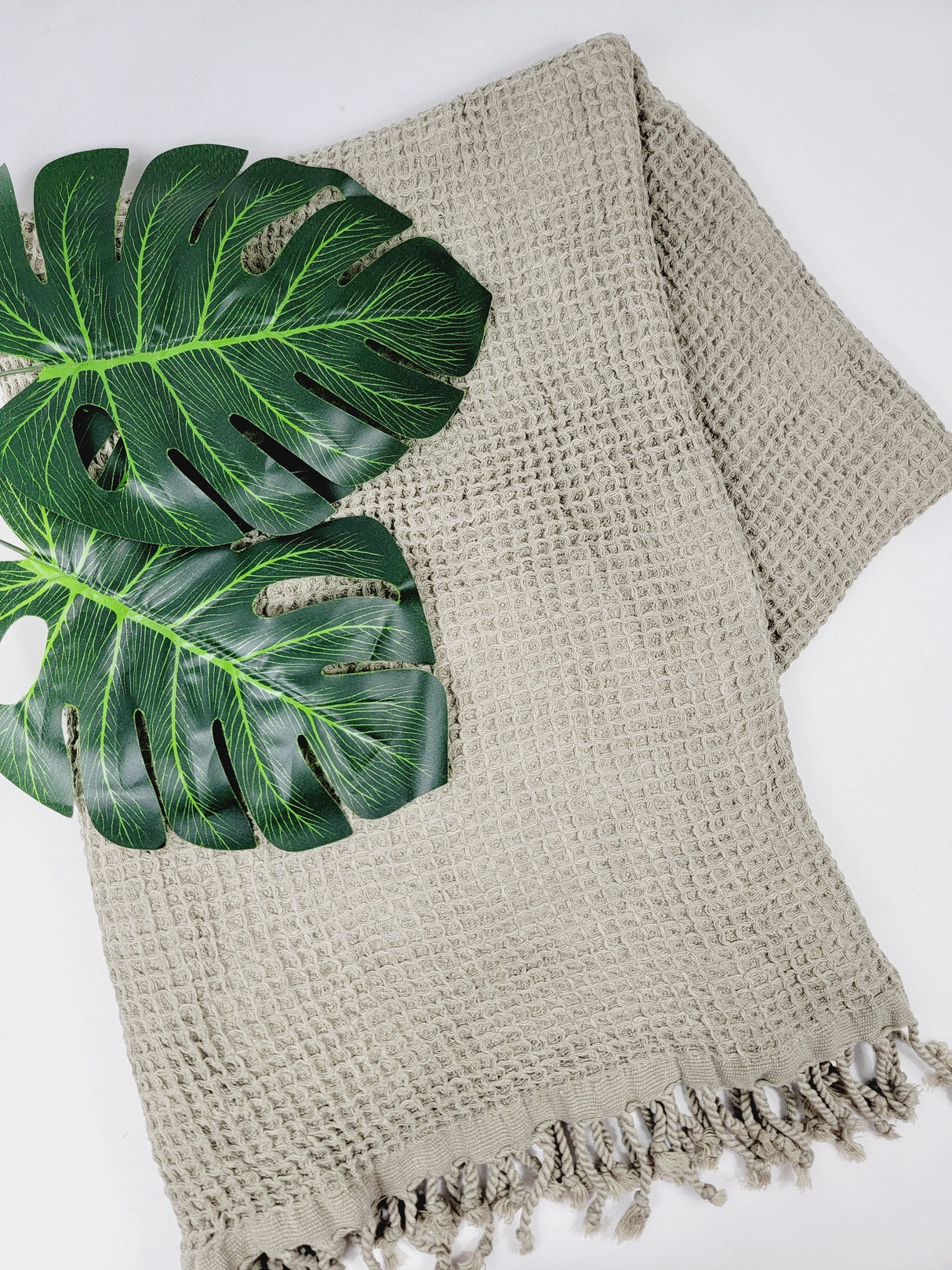 Waffle Towel, Throw Lightweight Quick Dry - Olive from EBRU Home