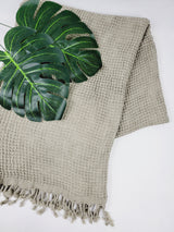 Waffle Towel, Throw Lightweight Quick Dry - Olive from EBRU Home