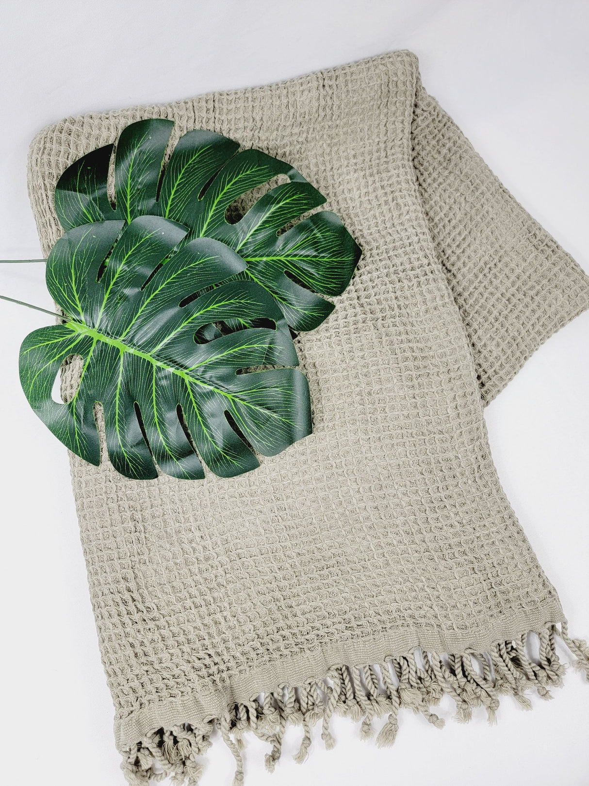 Waffle Towel, Throw Lightweight Quick Dry - Olive from EBRU Home