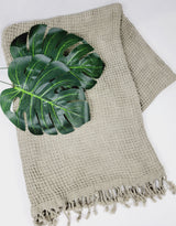 Waffle Towel, Throw Lightweight Quick Dry - Olive from EBRU Home