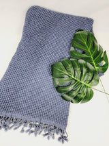 Waffle Towel, Throw Lightweight Quick Dry - Navy from EBRU Home