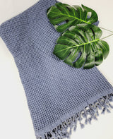 Waffle Towel, Throw Lightweight Quick Dry - Navy from EBRU Home