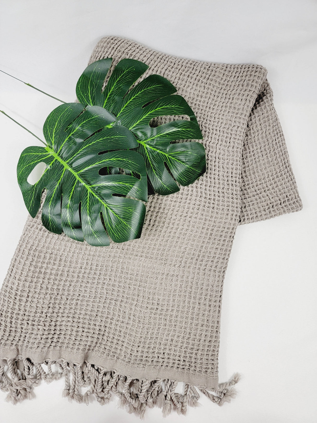 Waffle Towel, Throw Lightweight Quick Dry - Gray from EBRU Home