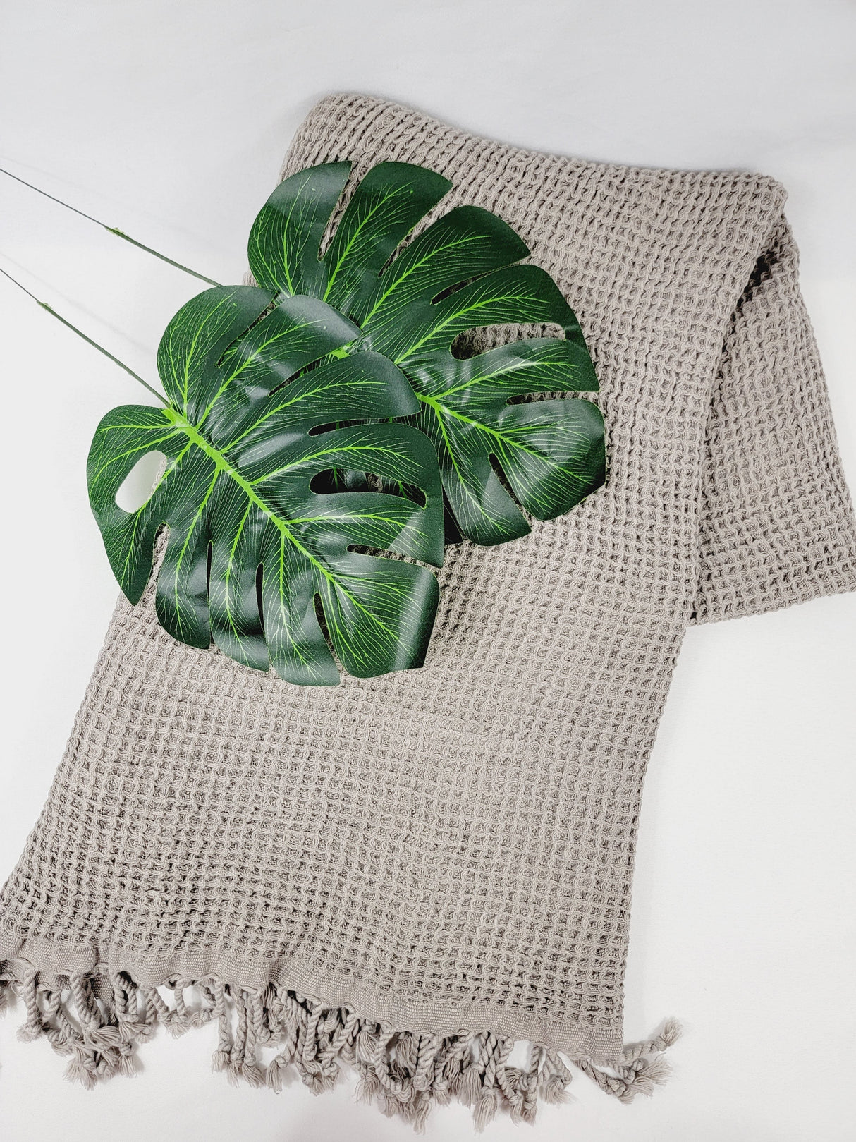 Waffle Towel, Throw Lightweight Quick Dry - Gray from EBRU Home