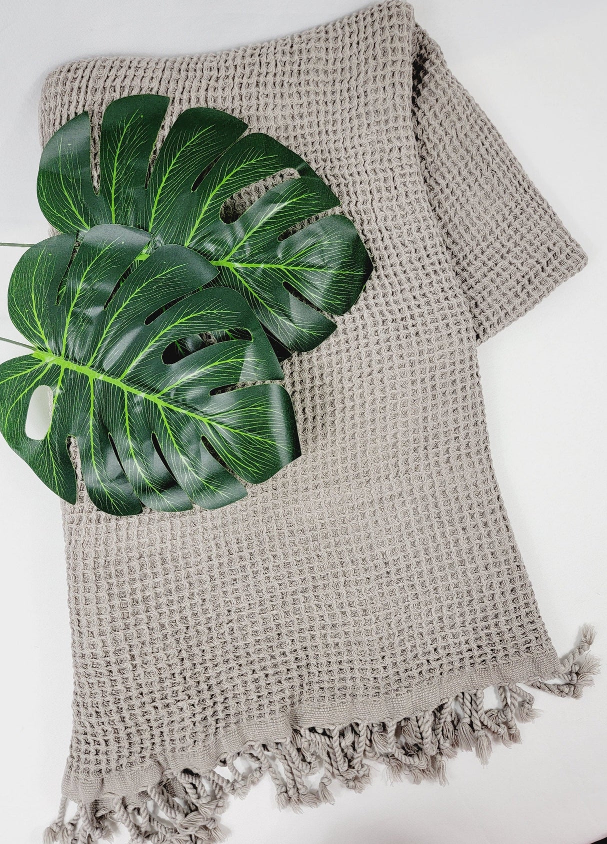 Waffle Towel, Throw Lightweight Quick Dry - Gray from EBRU Home