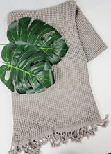 Waffle Towel, Throw Lightweight Quick Dry - Gray from EBRU Home