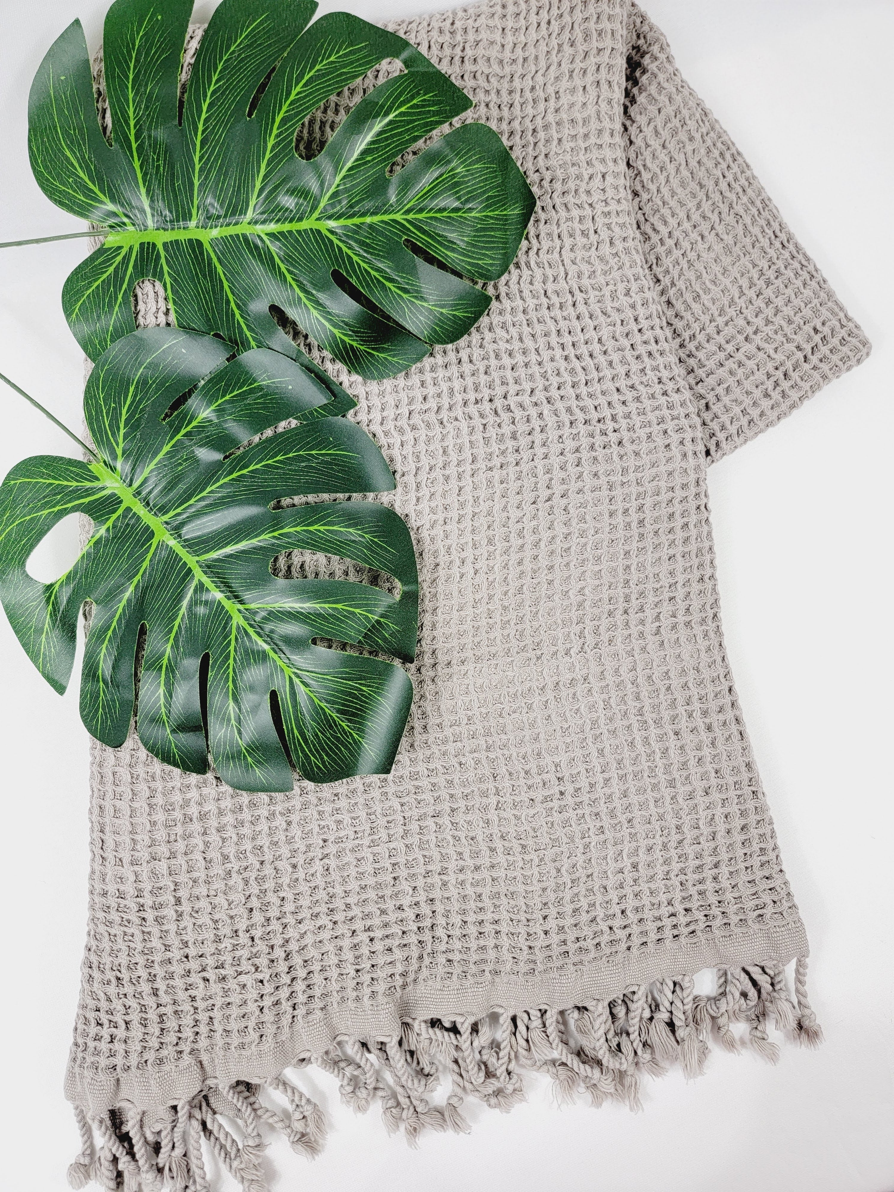 Waffle Towel, Throw Lightweight Quick Dry - Gray from EBRU Home