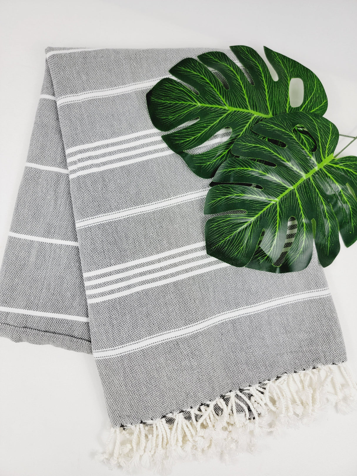Easy carry Quick Dry Towel, Authentic Turkish Towel - Faded Black from EBRU Home