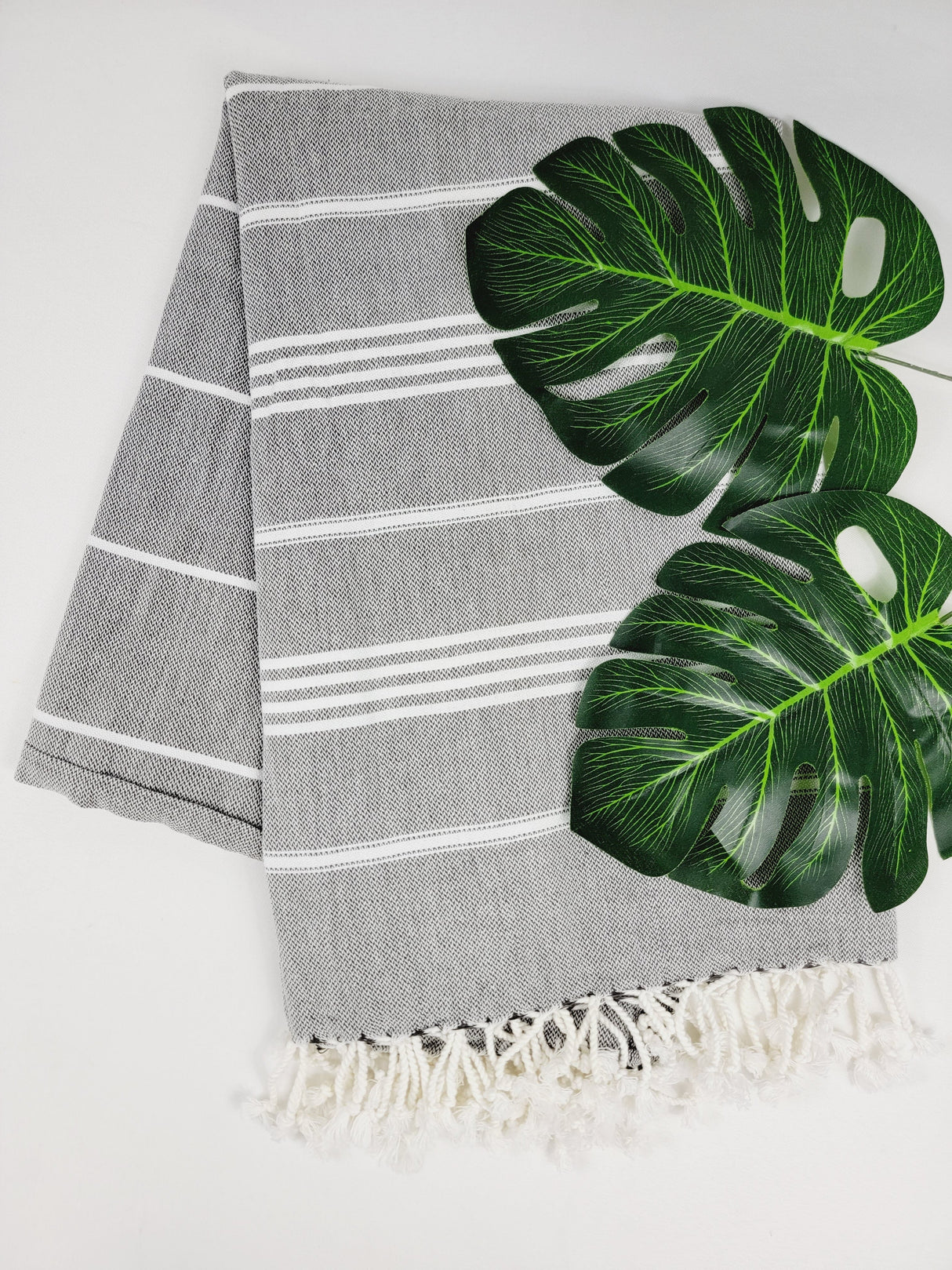 Easy carry Quick Dry Towel, Authentic Turkish Towel - Faded Black from EBRU Home