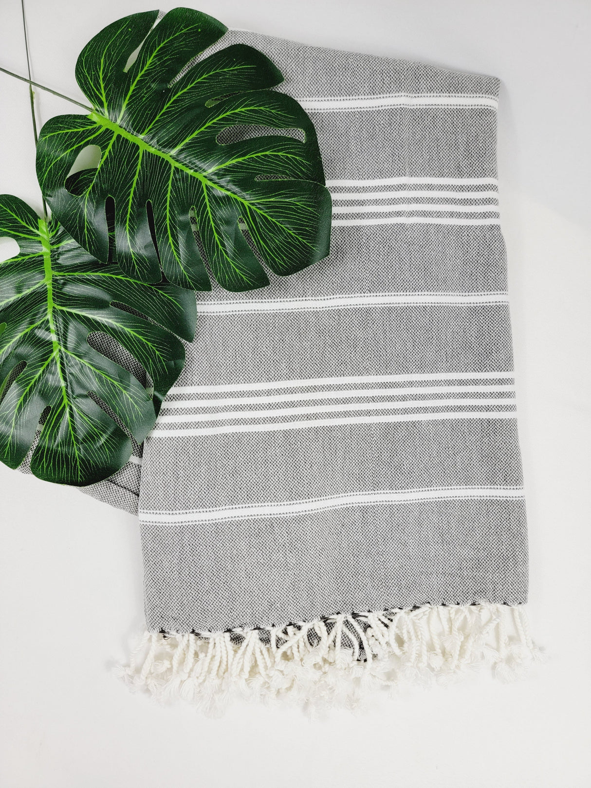 Easy carry Quick Dry Towel, Authentic Turkish Towel - Faded Black from EBRU Home