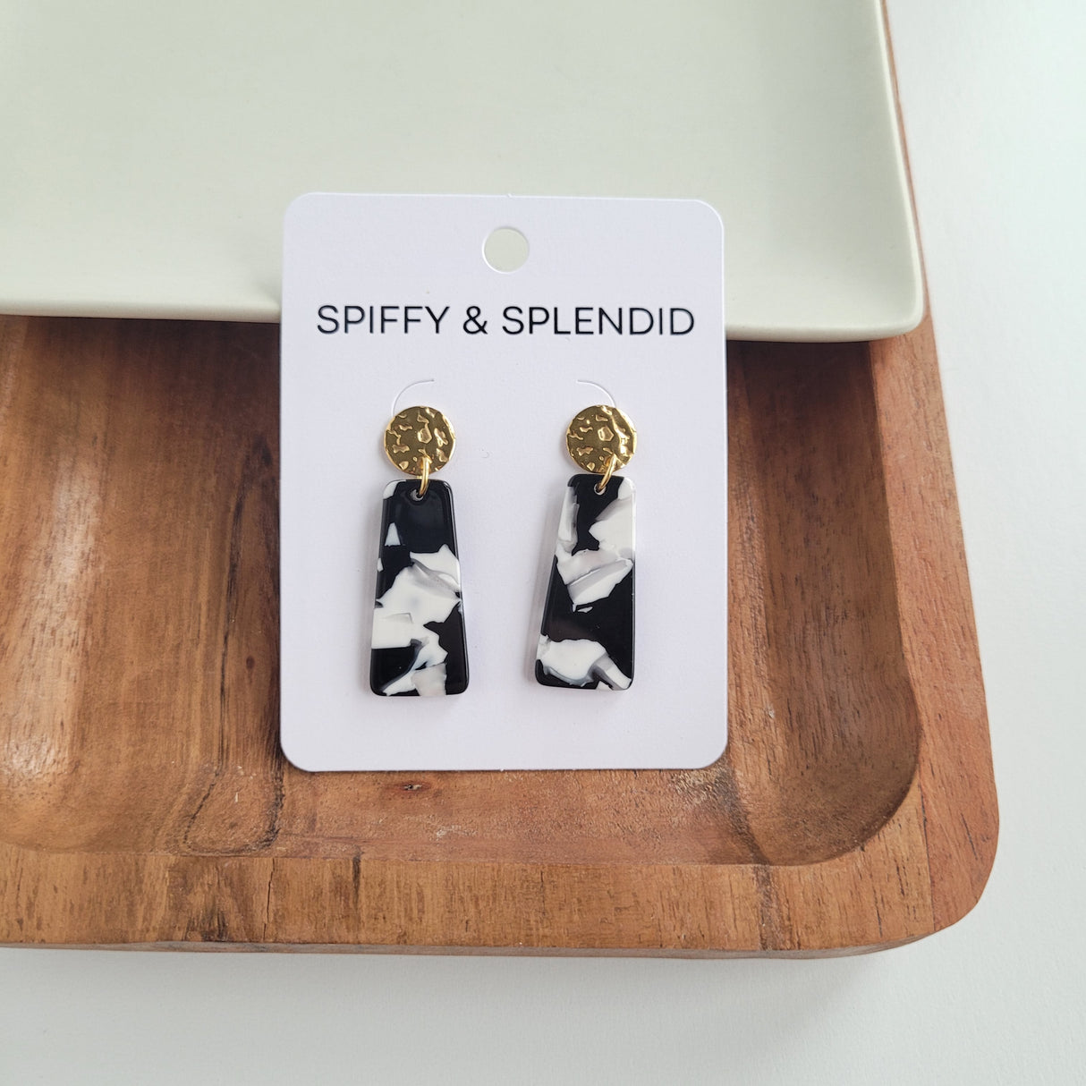 Mia Mini Earrings - Black & White from Spiffy & Splendid