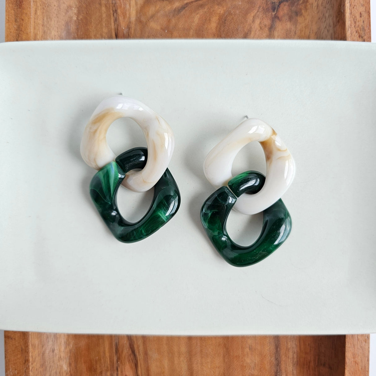 Betsy Earrings - Neutral & Forest Green from Spiffy & Splendid