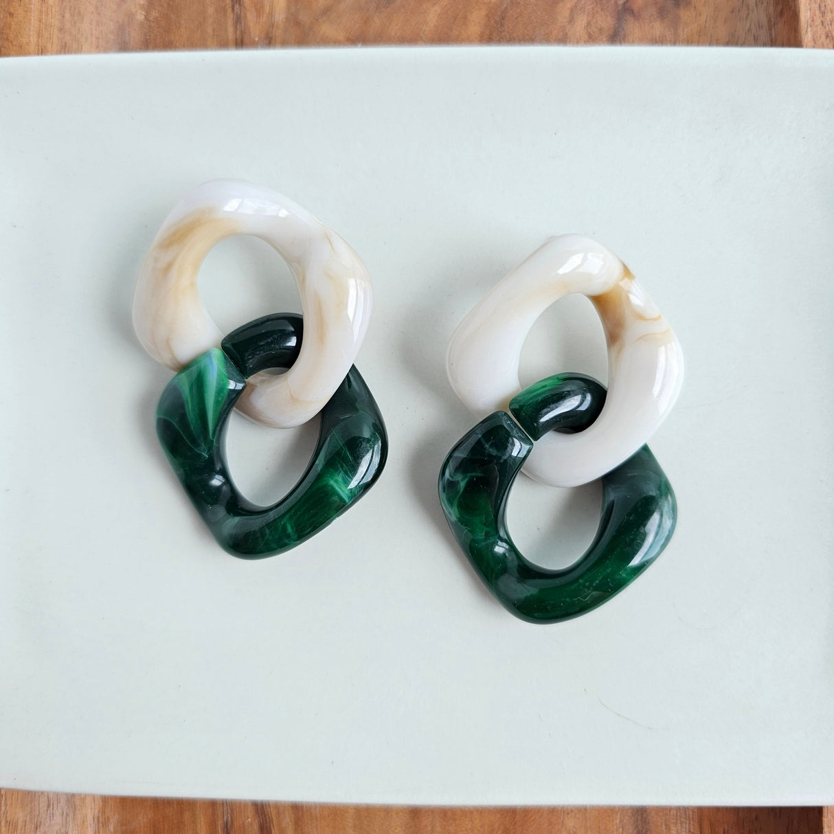 Betsy Earrings - Neutral & Forest Green from Spiffy & Splendid