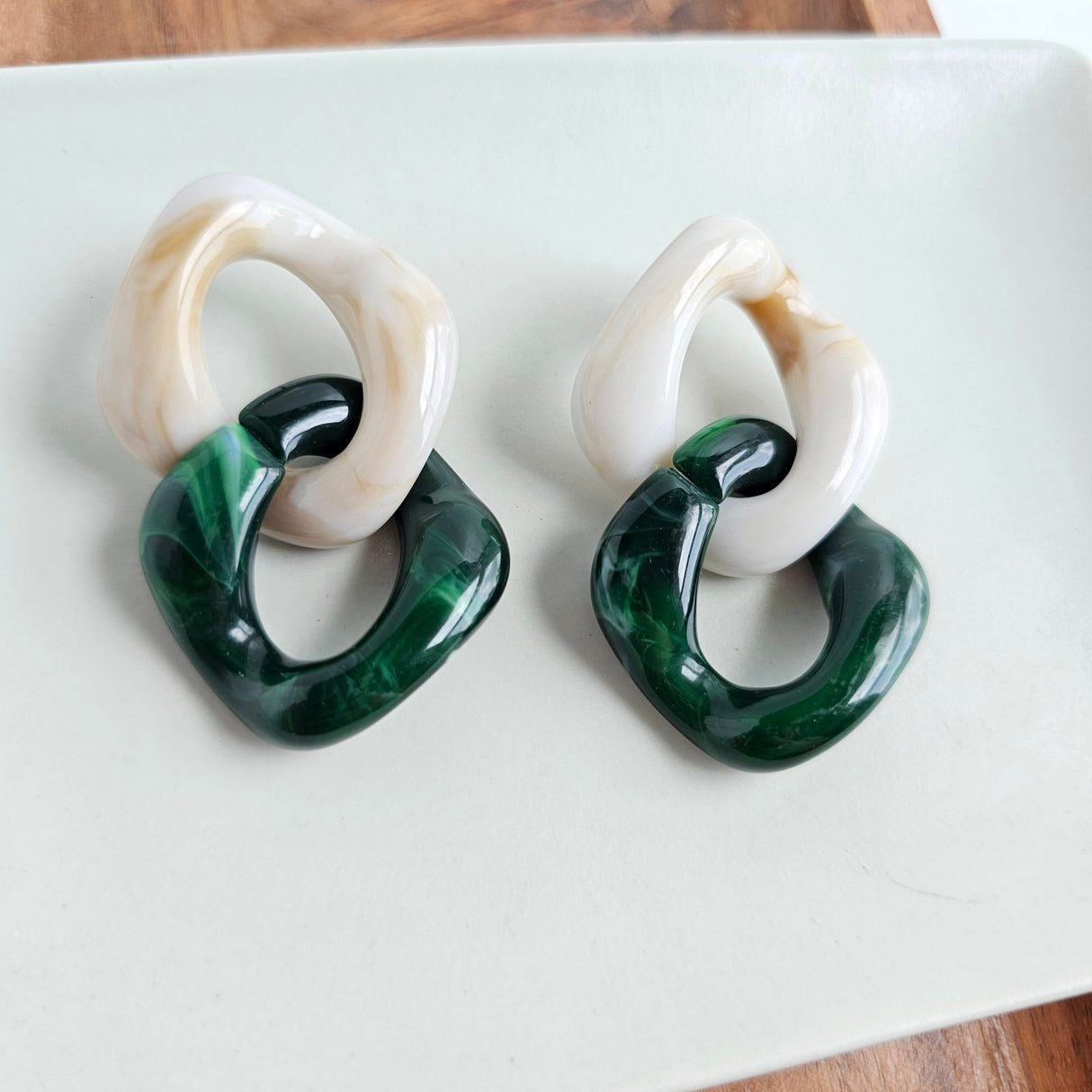 Betsy Earrings - Neutral & Forest Green from Spiffy & Splendid