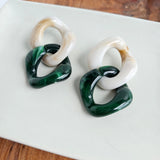 Betsy Earrings - Neutral & Forest Green from Spiffy & Splendid