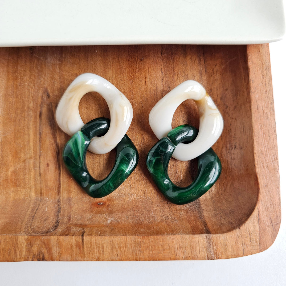 Betsy Earrings - Neutral & Forest Green from Spiffy & Splendid