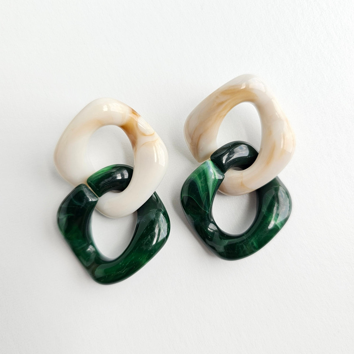 Betsy Earrings - Neutral & Forest Green from Spiffy & Splendid