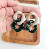 Betsy Earrings - Neutral & Forest Green from Spiffy & Splendid