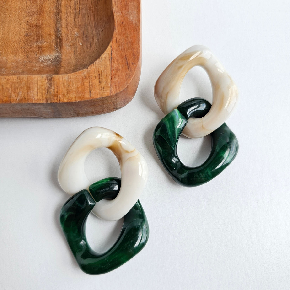 Betsy Earrings - Neutral & Forest Green from Spiffy & Splendid