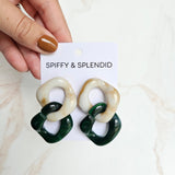 Betsy Earrings - Neutral & Forest Green from Spiffy & Splendid