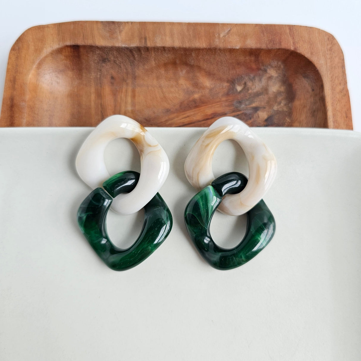 Betsy Earrings - Neutral & Forest Green from Spiffy & Splendid