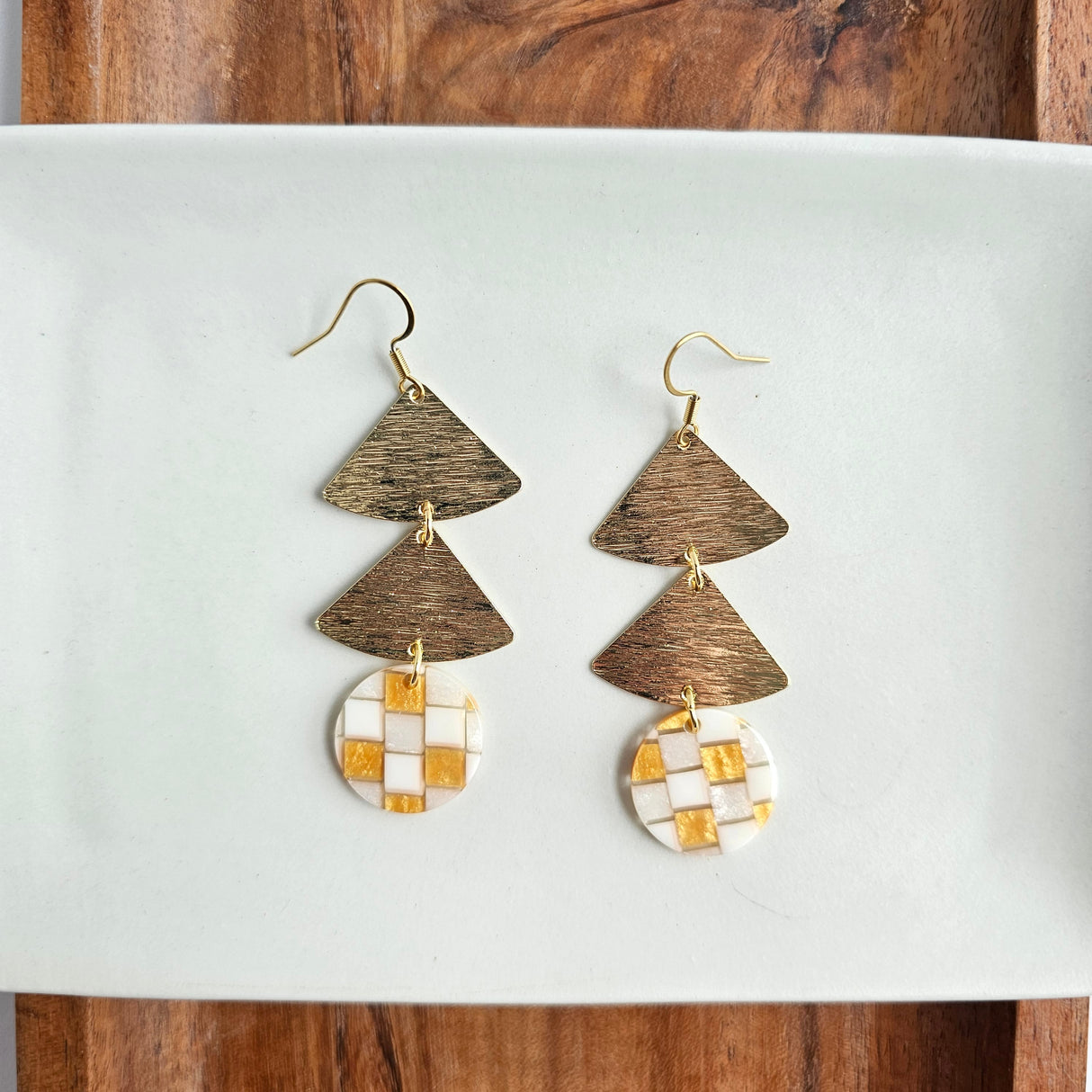 Anya Earrings - Golden Checker from Spiffy & Splendid