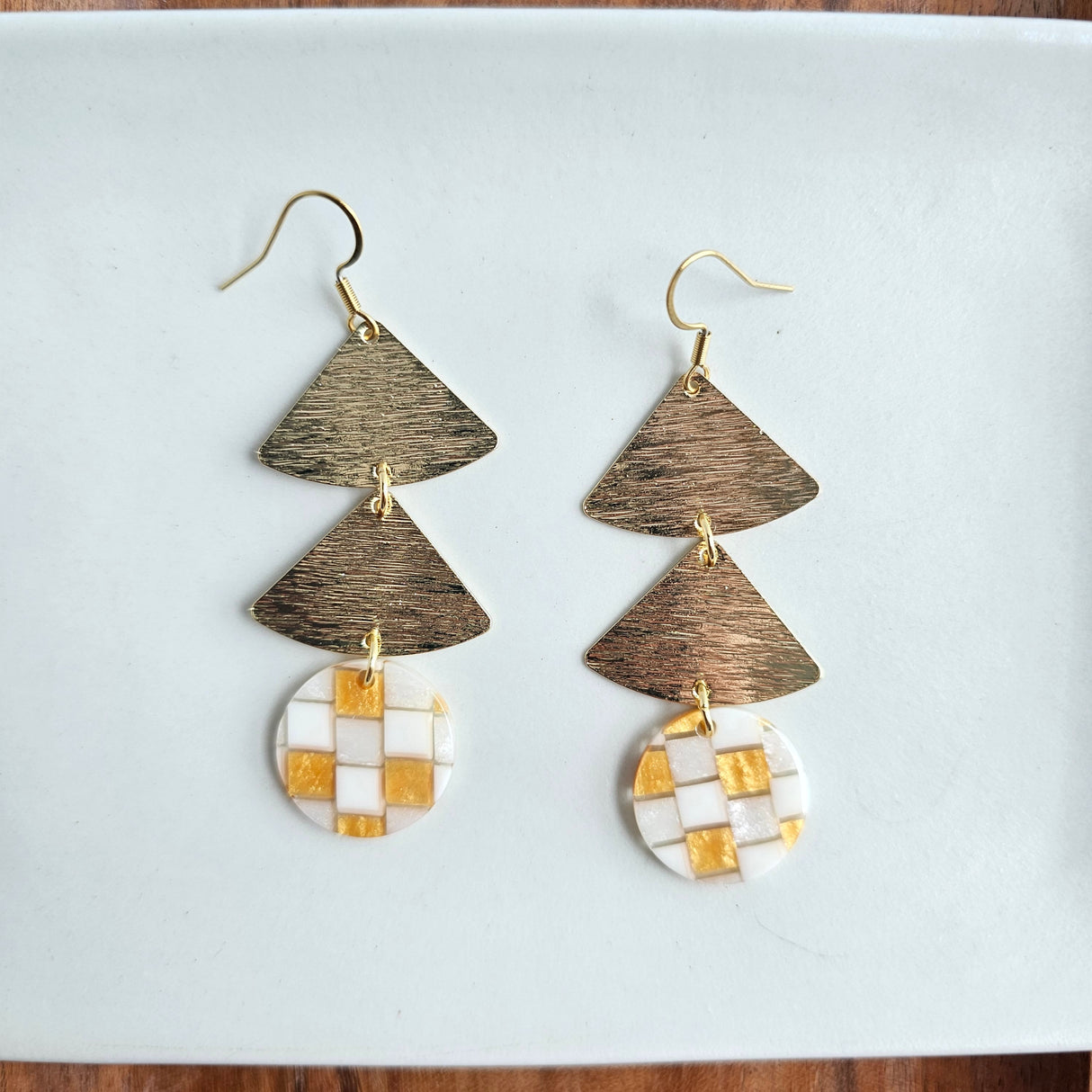 Anya Earrings - Golden Checker from Spiffy & Splendid