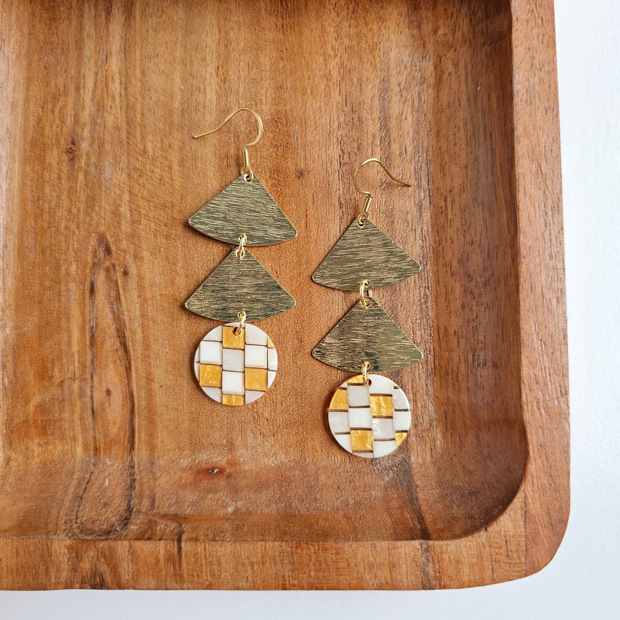 Anya Earrings - Golden Checker from Spiffy & Splendid