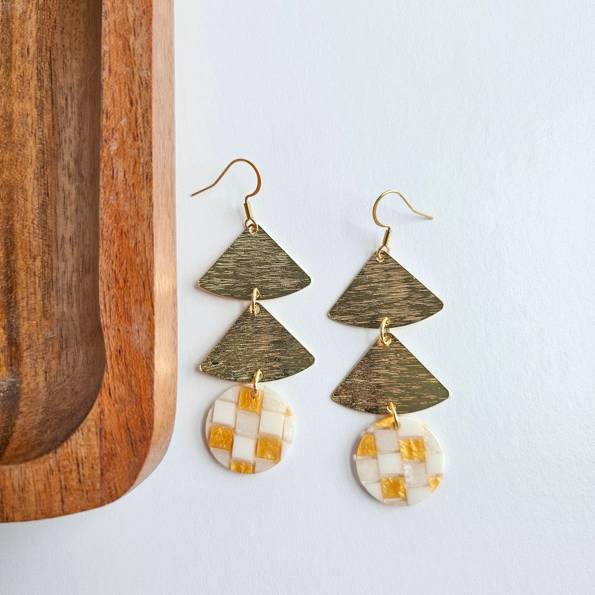 Anya Earrings - Golden Checker from Spiffy & Splendid