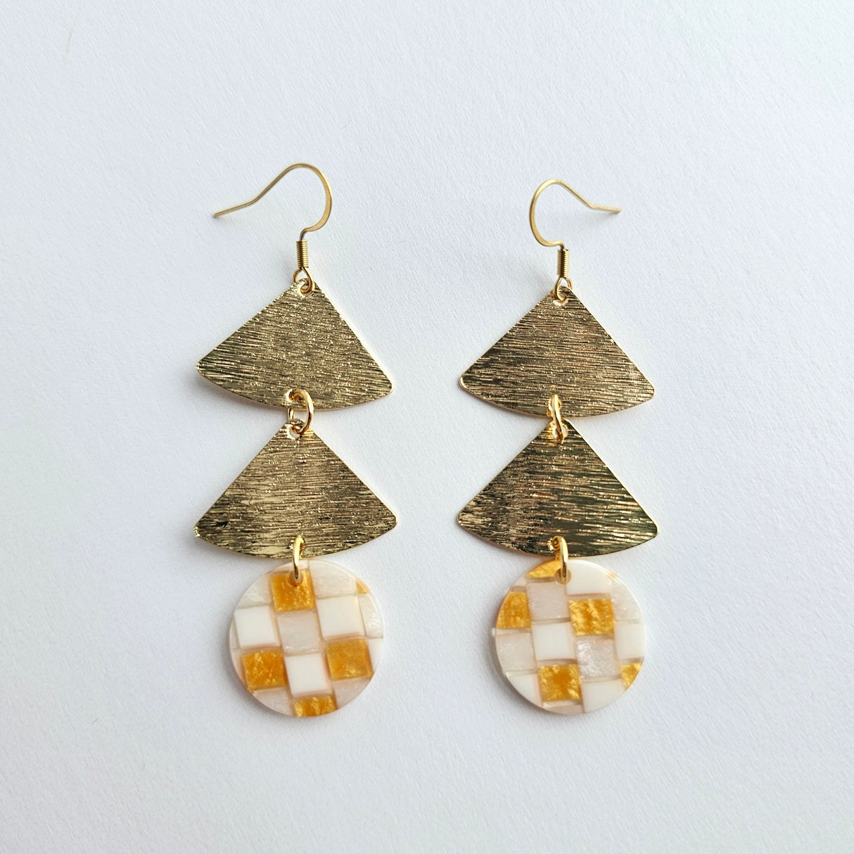 Anya Earrings - Golden Checker from Spiffy & Splendid