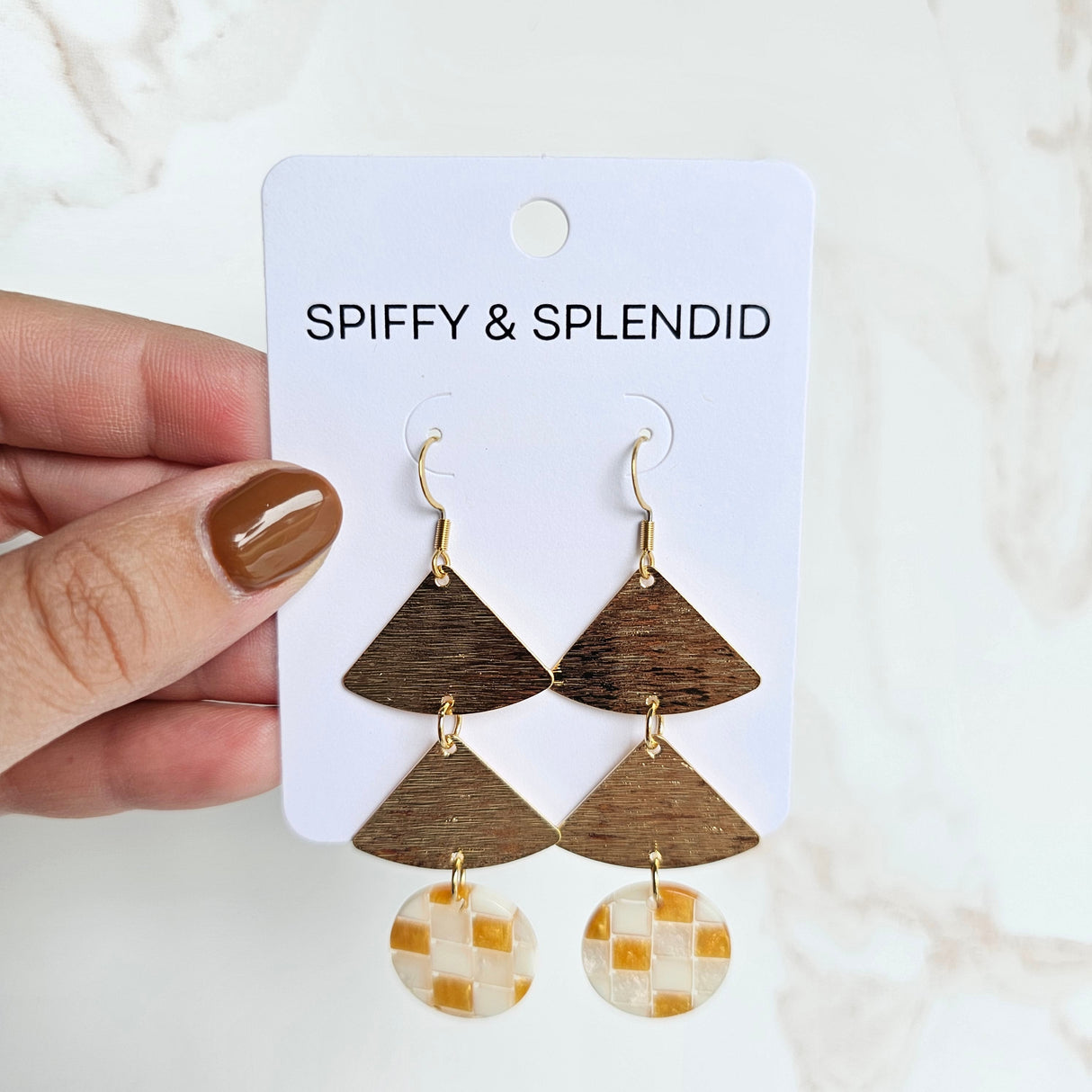 Anya Earrings - Golden Checker from Spiffy & Splendid