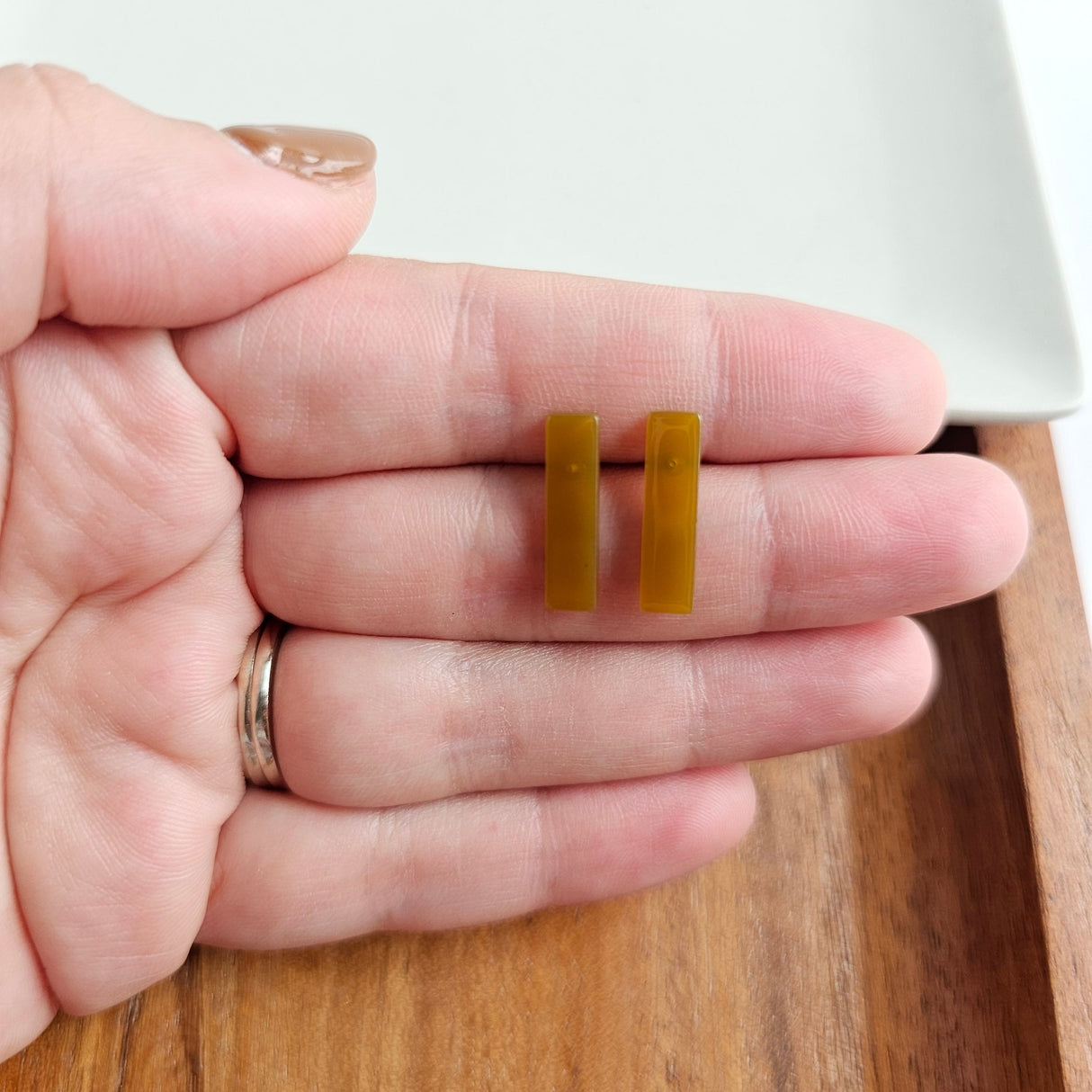 Bella Bar Studs - Olive from Spiffy & Splendid
