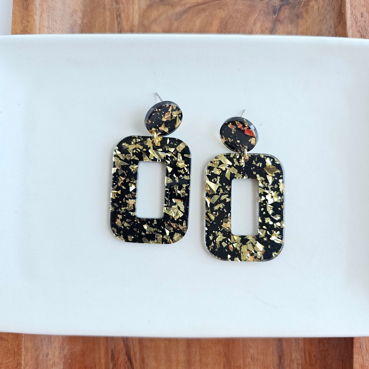 Margot Earrings - Black Gold Flake from Spiffy & Splendid