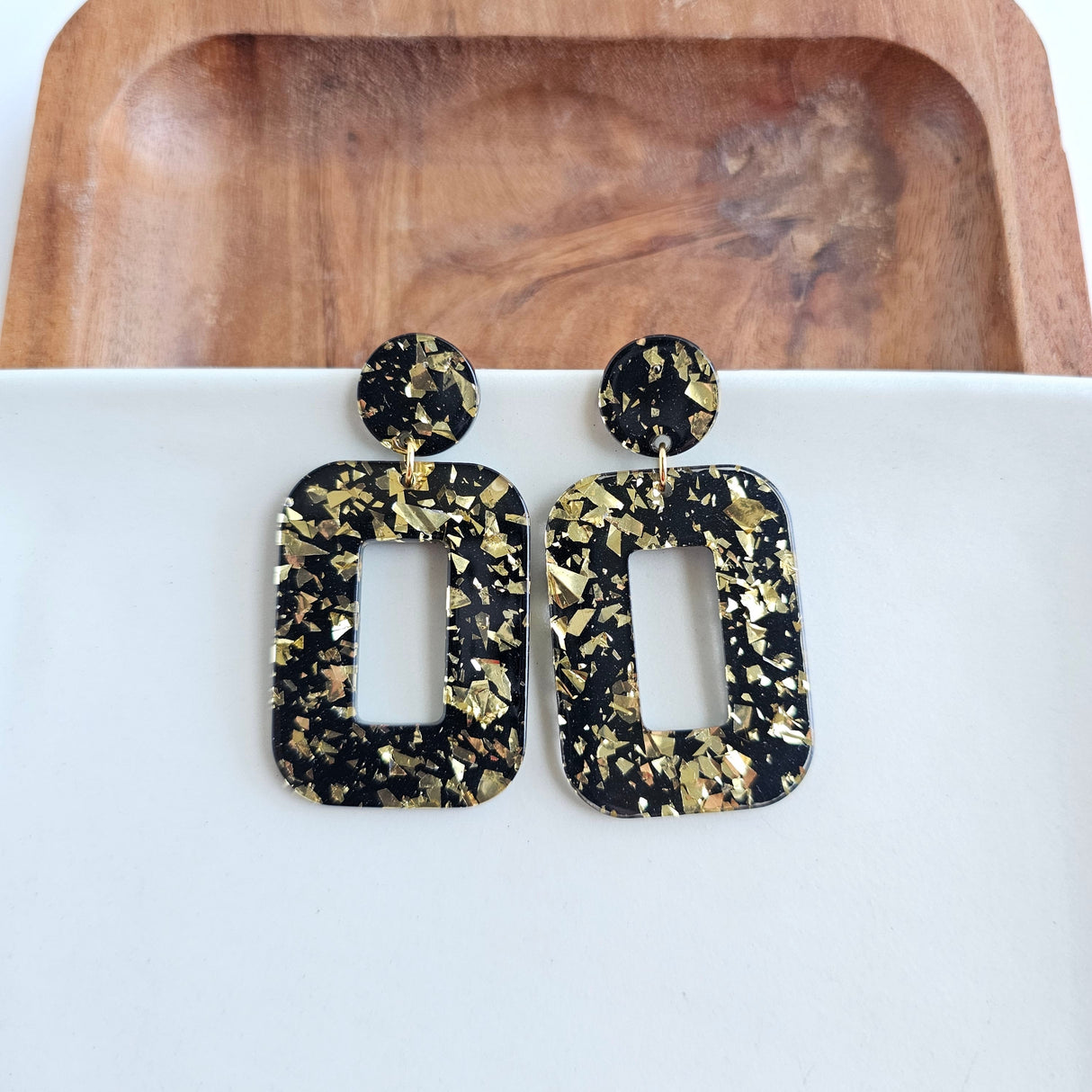 Margot Earrings - Black Gold Flake from Spiffy & Splendid