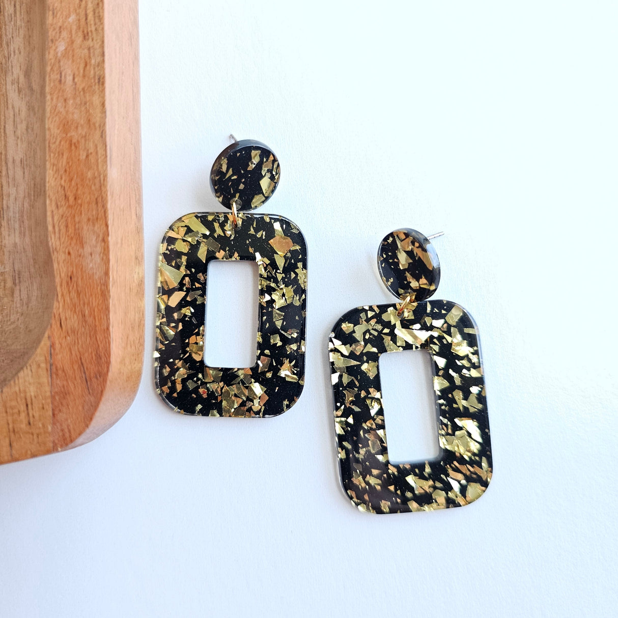 Margot Earrings - Black Gold Flake from Spiffy & Splendid