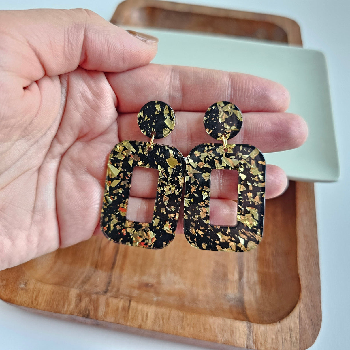 Margot Earrings - Black Gold Flake from Spiffy & Splendid