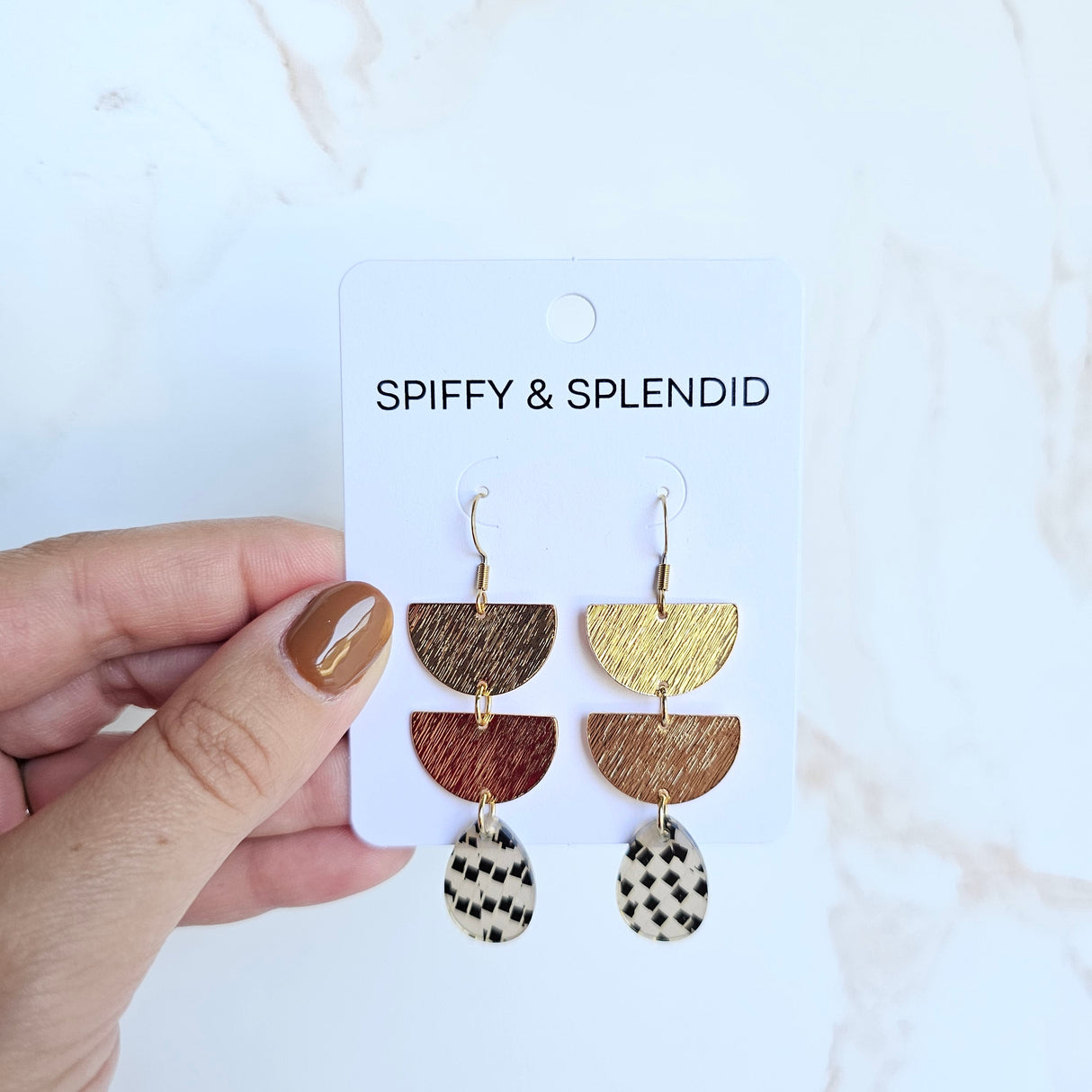 Aria Earrings - Black Shimmer Checker from Spiffy & Splendid