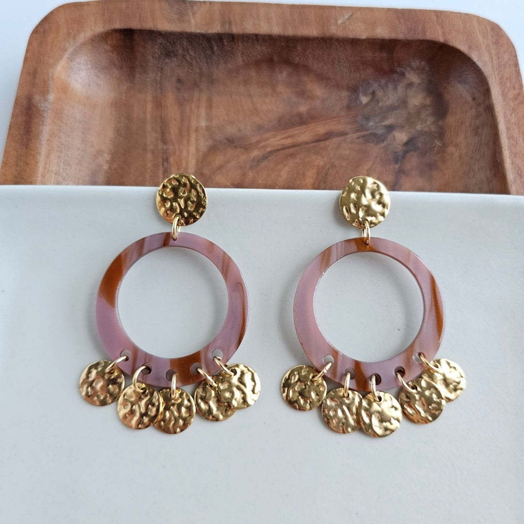 Francesca Earrings - Mauve & Copper from Spiffy & Splendid