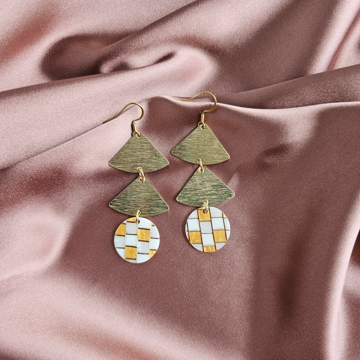 Anya Earrings - Golden Checker from Spiffy & Splendid