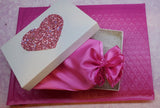 Handmade Lace Ribbon White Lacquered Pink Sparkly Heart Box from Alexa Martha Designs
