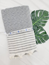 Throw Blanket,Sofa Cover, Cotton Throw Decoration in Navy from EBRU Home