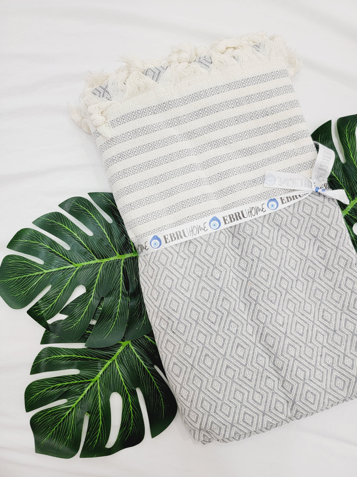 Throw Blanket,Sofa Cover, Cotton Throw Decoration in Gray from EBRU Home